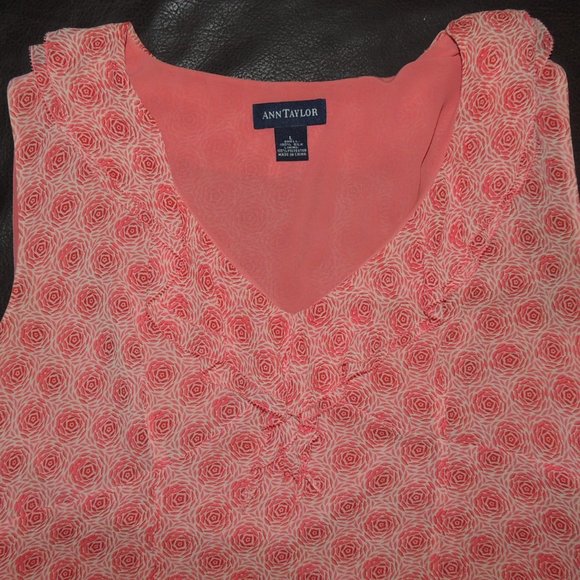 Ann Taylor Rosette Ruffle V-Neck Shell - Picture 2 of 3